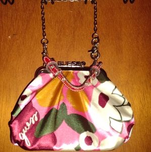 GUESS -  Mini Satin Floral Clutch - Pink/Wine/Gold/White